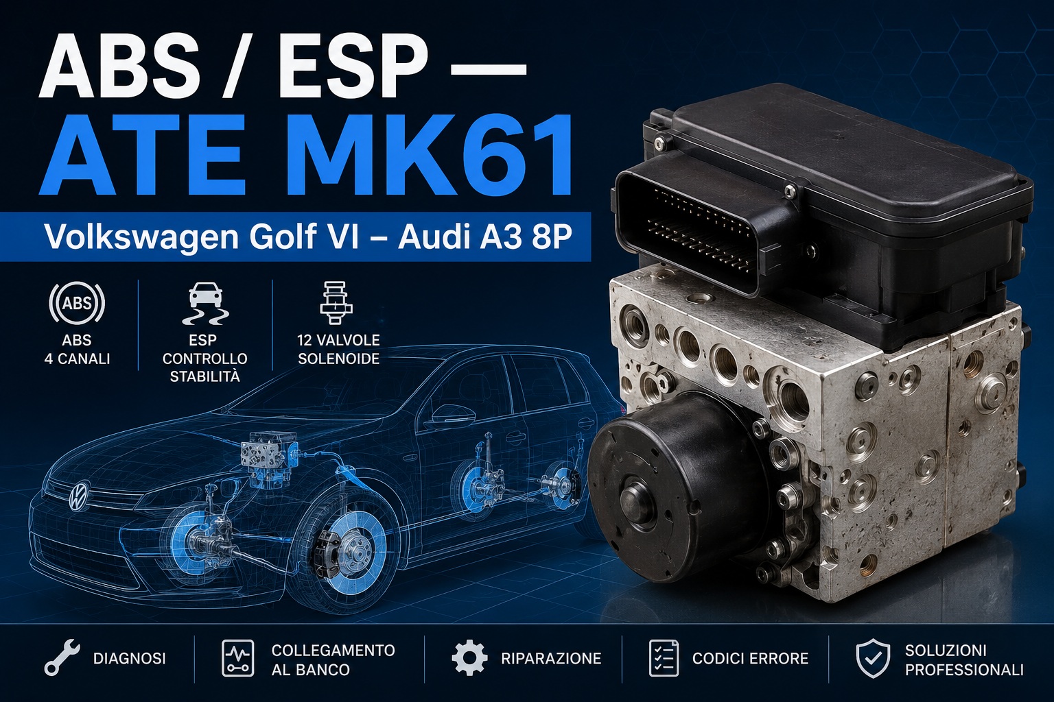 abs ate mk61 Volkswagen Golf VI Audi A3 8P errori